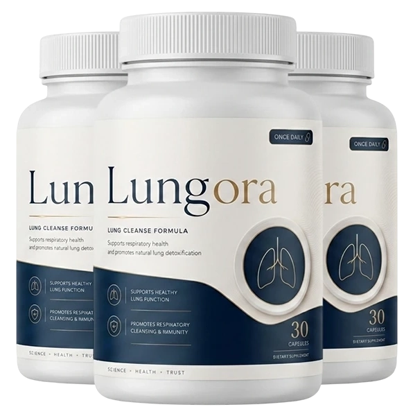Three bottles of Lungora dietary supplement, 30 capsules each